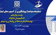 سلسله مباحث پیشگیری از آسیب های اجتماعی (جلسه دوازدهم:تحکیم بنیان خانواده؛ قسمت دوم: تهدیدها و فرصت ها در روابط زن و شوهر )