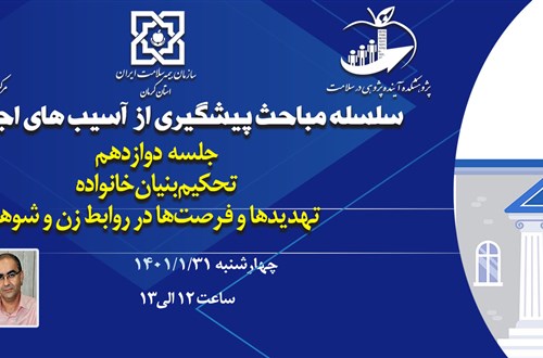 سلسله مباحث پیشگیری از آسیب های اجتماعی (جلسه دوازدهم:تحکیم بنیان خانواده؛ قسمت دوم: تهدیدها و فرصت ها در روابط زن و شوهر )